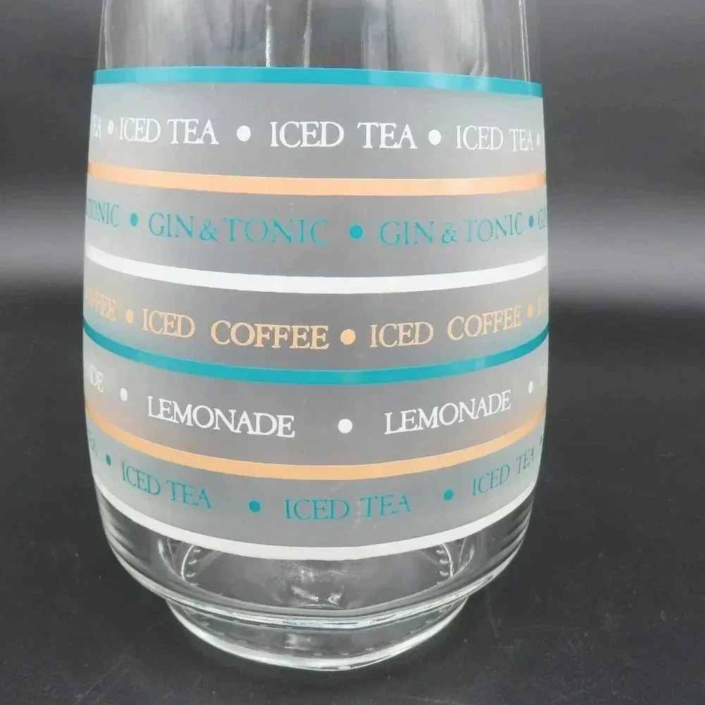 Culver Frosted Glass Iced Tea Coffee Gin Tonic Lemonade Pitcher MCM Vintage
